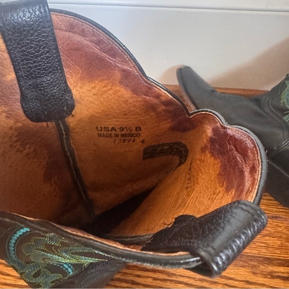 J.B. Dillon JBW2315 Black Teal Leather Cowboy Boots Men\'s Size 9.5B Used main image 4